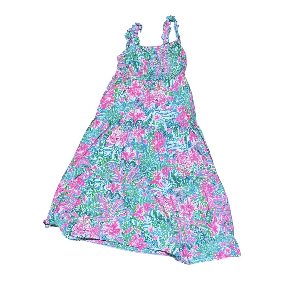 Lily Pulitzer Hadly Maxi Dress Girls Amalfi Leaf It Wild Tropical M (6/7)